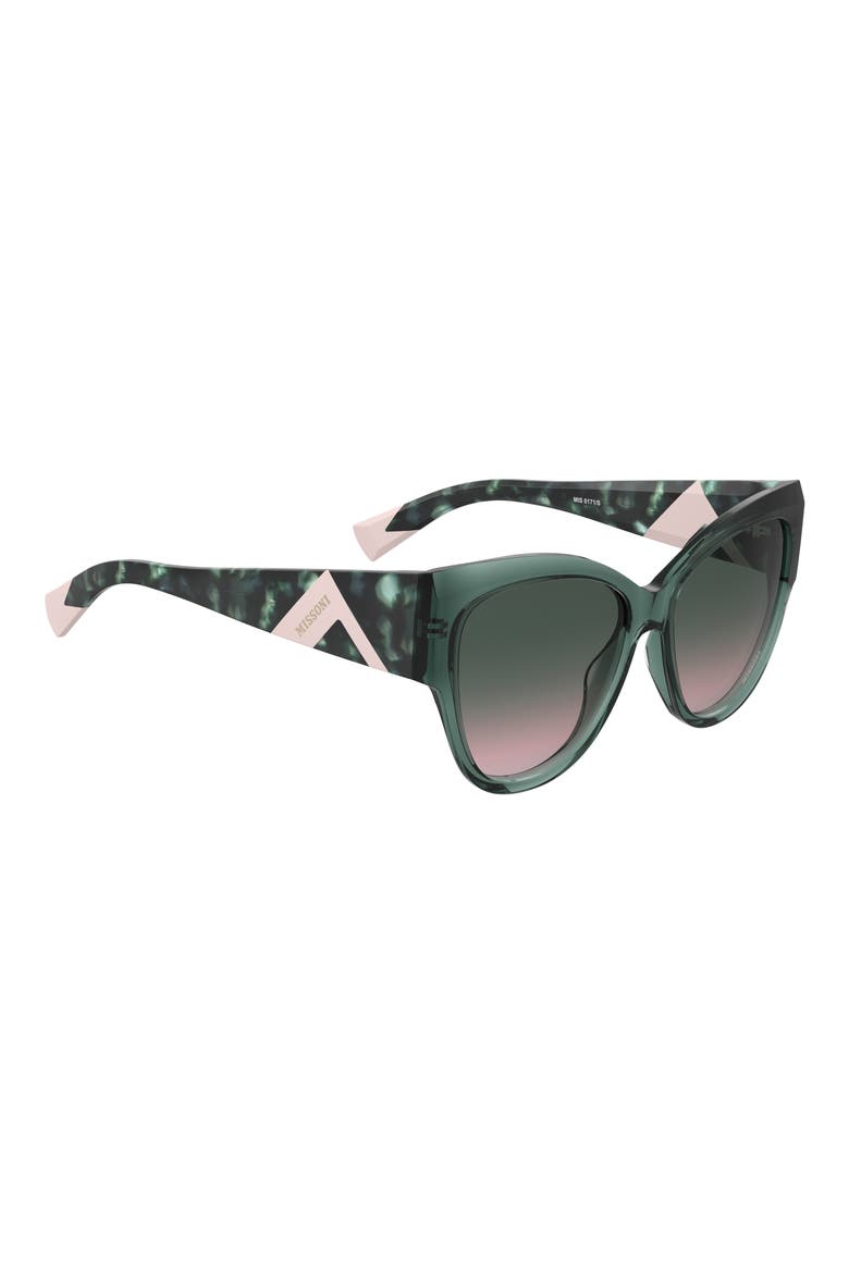 57mm Sqaure Gradient Sunglasses, Alternate, color, GREEN