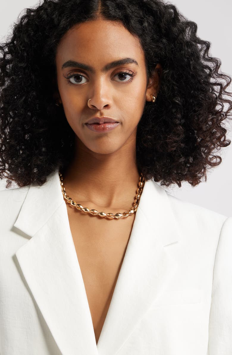 Open Edit Clamshell Link Chain Necklace, Alternate, color, Gold