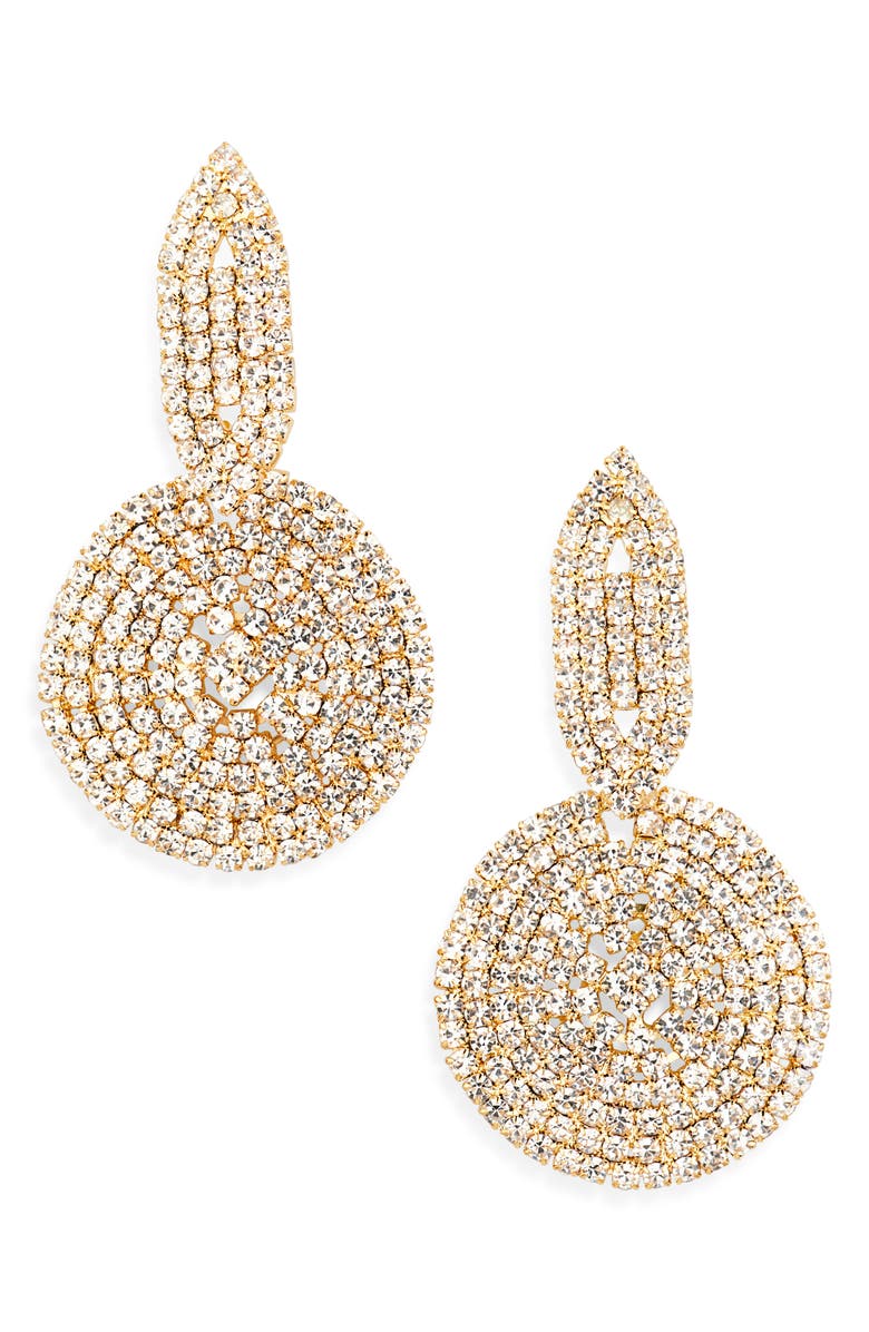 Tasha Crystal Circle Drop Earrings, Main, color, Gold Crystal