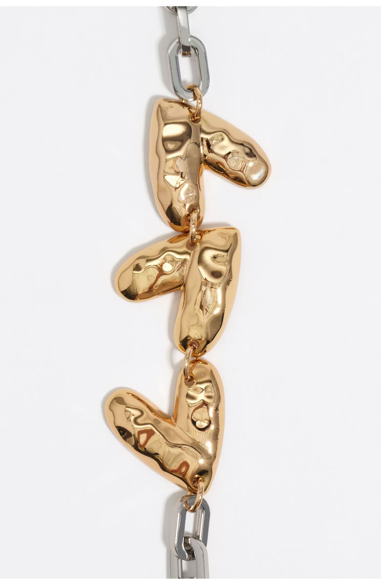 Bimba y Lola Two-Tone Textured Hearts Bracelet, Alternate, color, Multigold