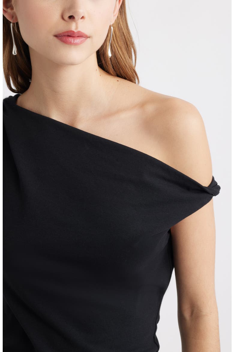 Twist One-Shoulder Top, Alternate, color, BLACK
