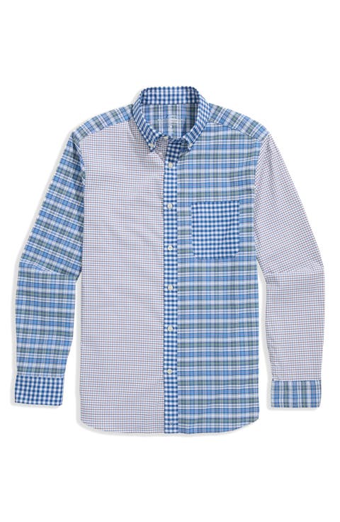 Party Pieced Performance Cotton Blend Button-Down Shirt
