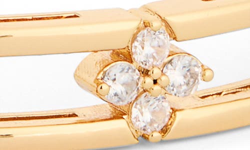 Eye Candy Los Angeles Isla Cubic Zirconia Flower Cuff Bracelet In Gold