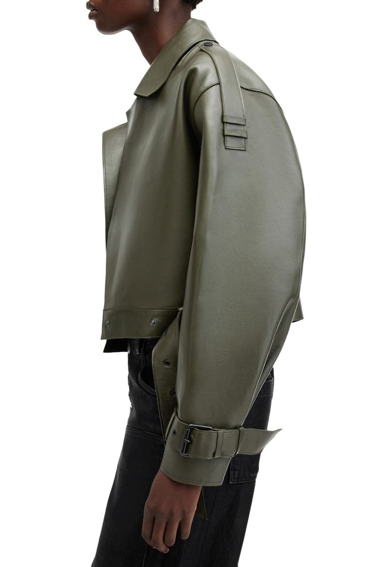 Ophelia Bonded Leather Jacket, Alternate, color, KHAKI GREEN
