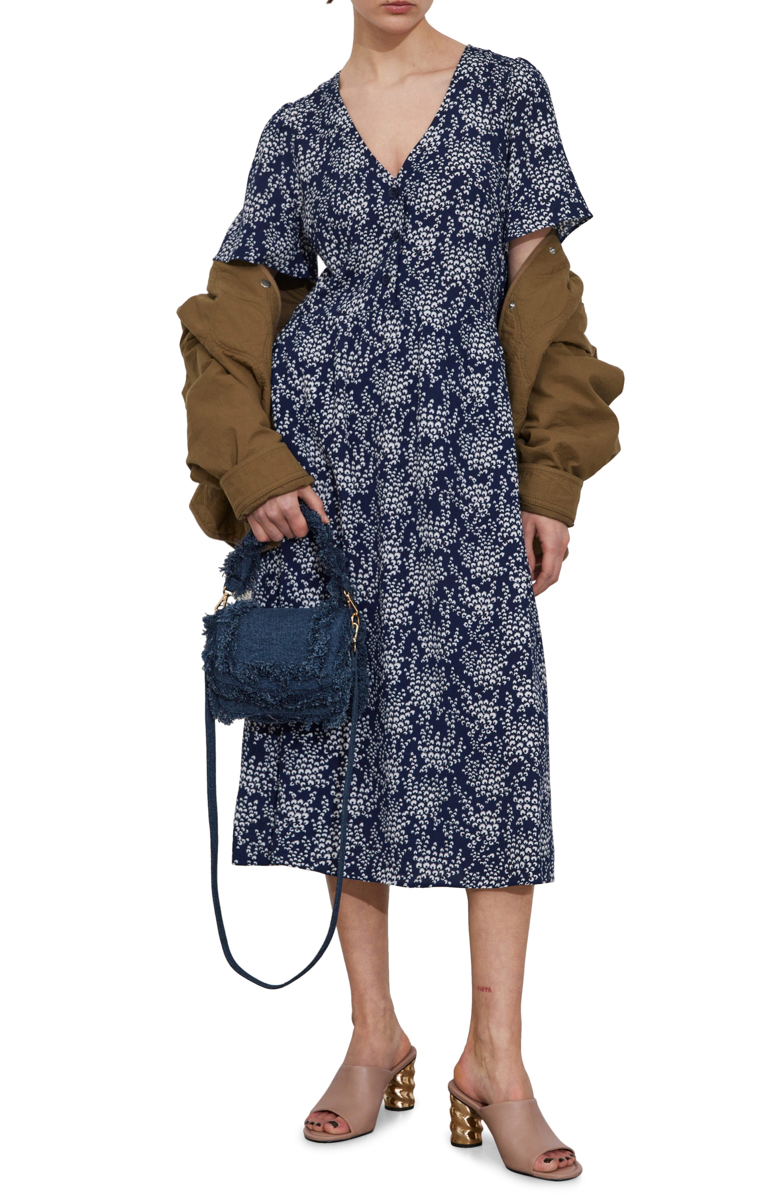 & Other Stories Floral Print Midi Dress