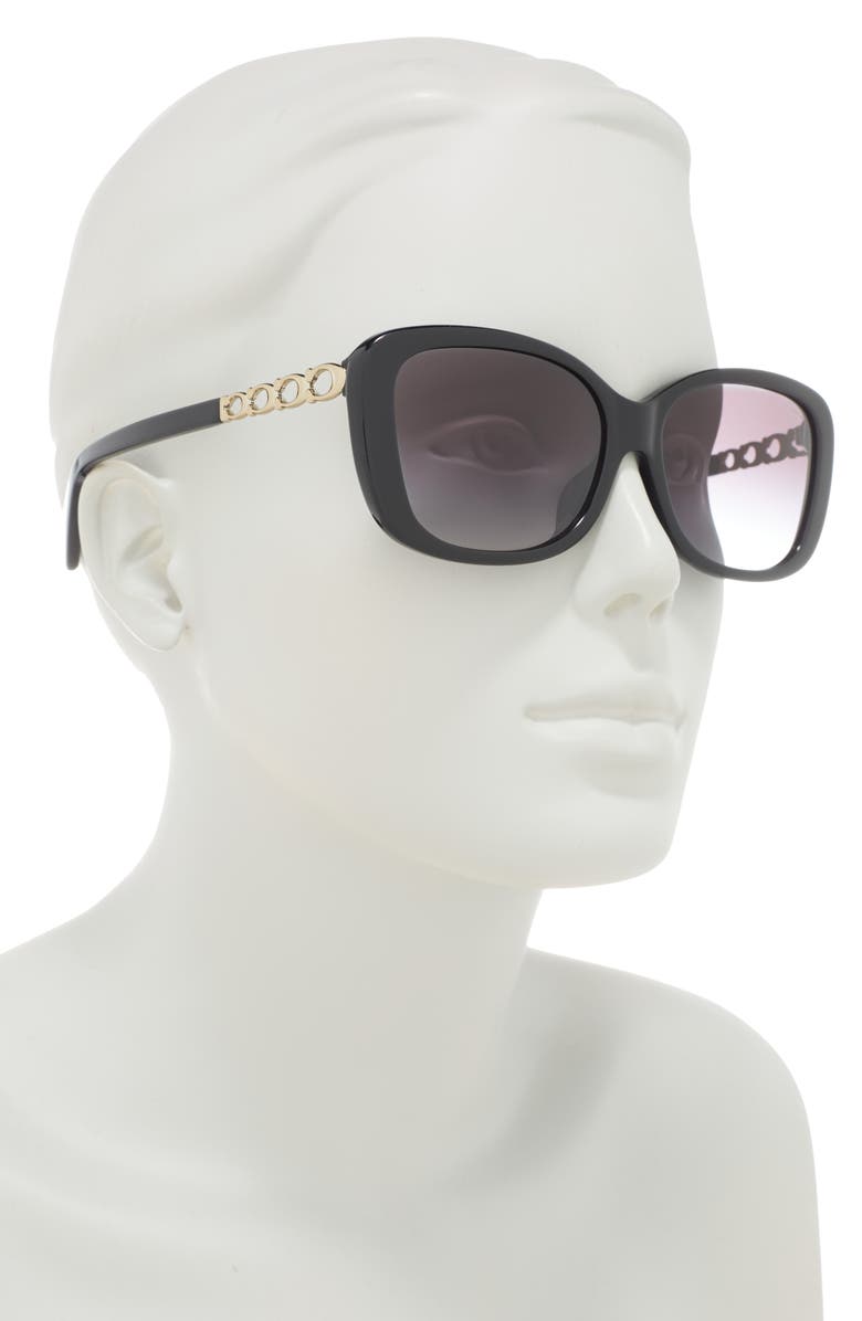 COACH 58mm Rectangular Sunglasses, Alternate, color, Black / Grey Gradient