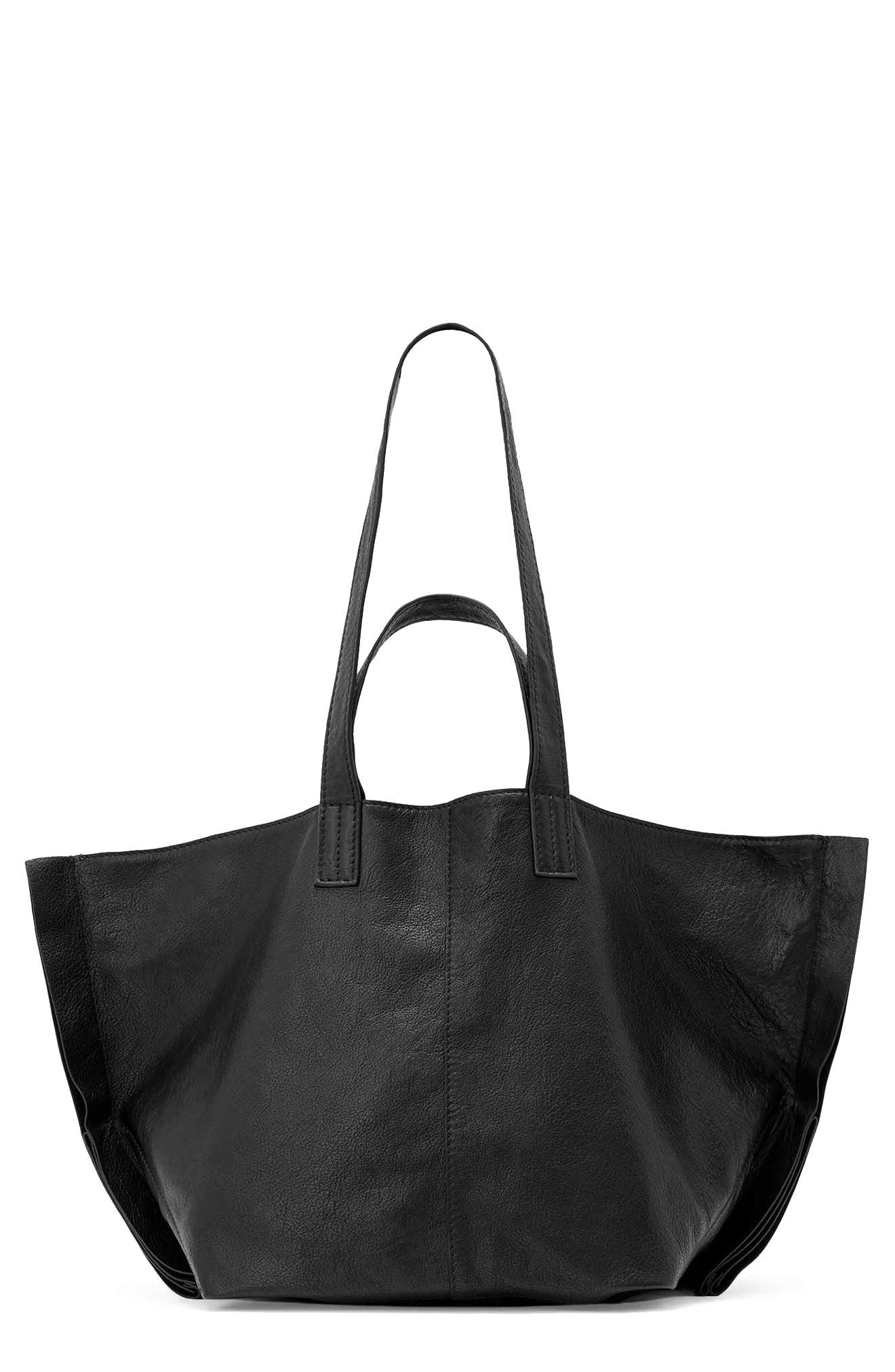 Lutece Leather Tote, Main, color, BLACK