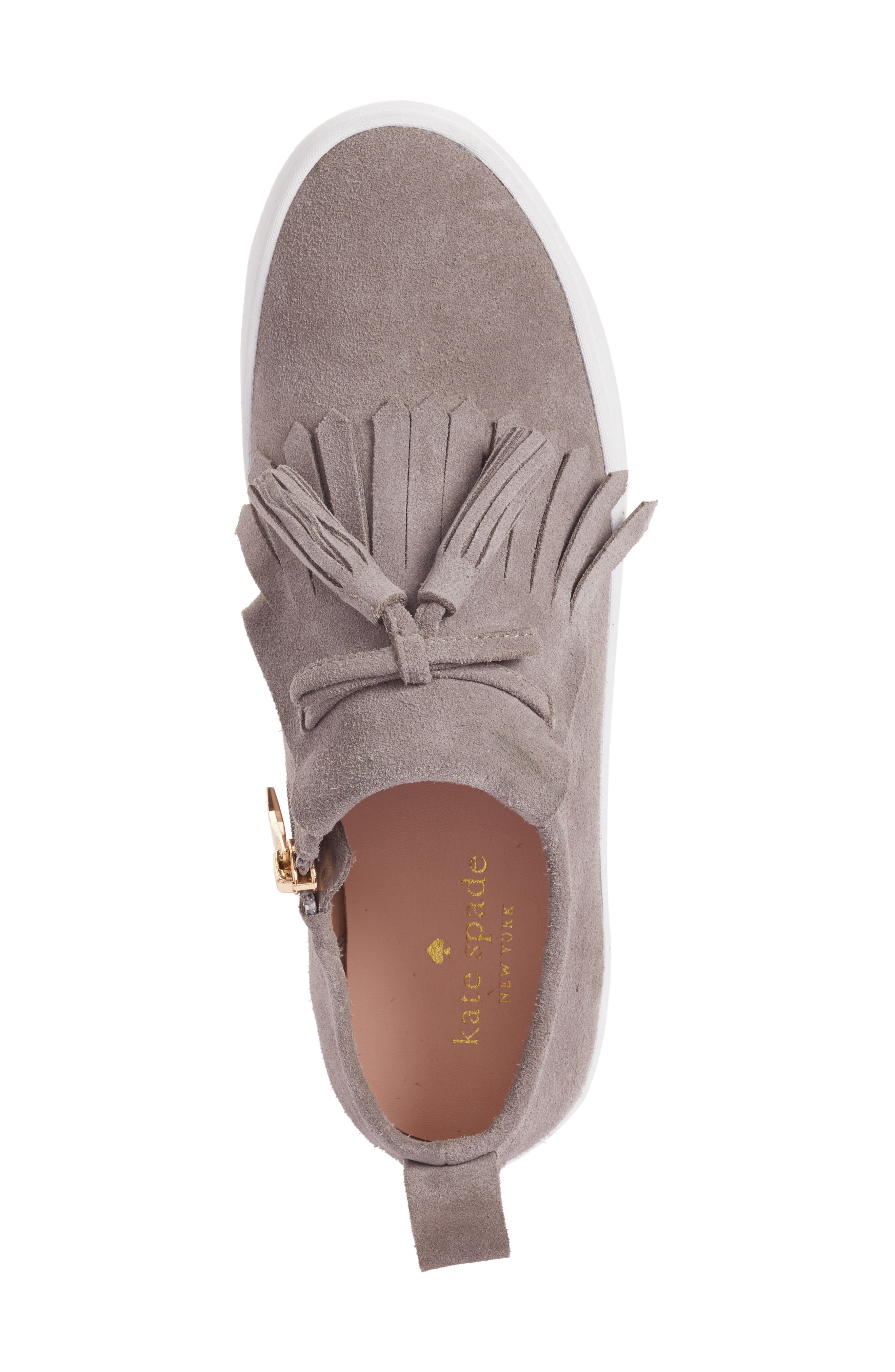 lenna tassel sneaker, Alternate, color, LIGHT GREY COW SUEDE