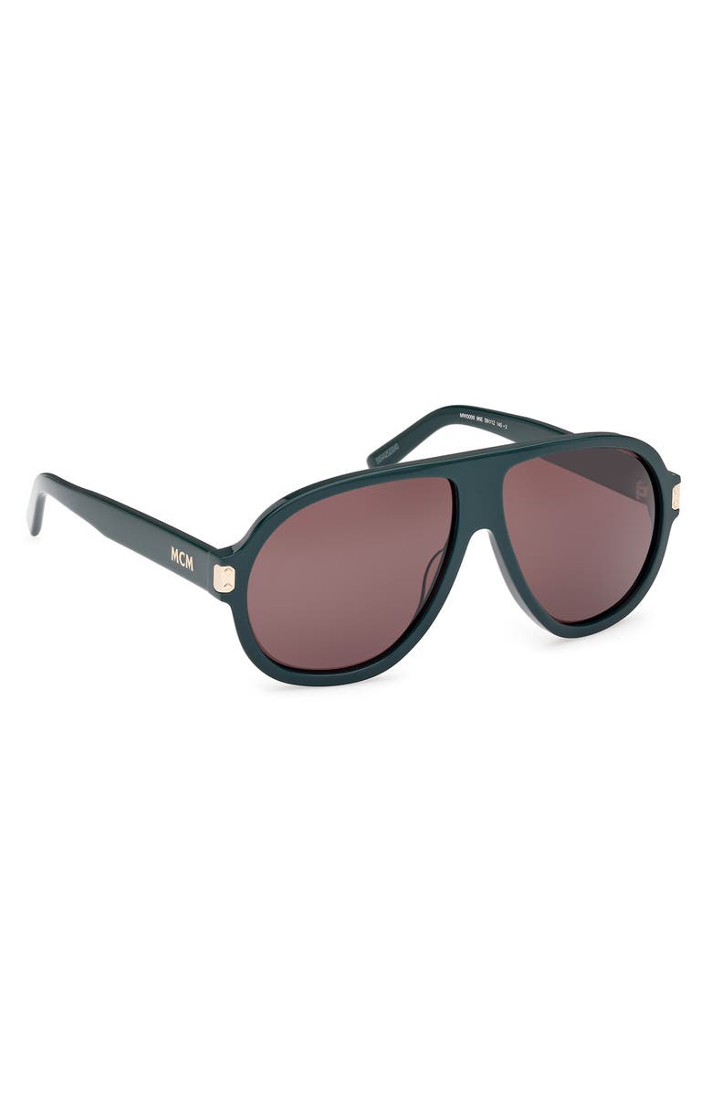 MCM 59mm Pilot Sunglasses, Alternate, color, Shiny Dark Green / Brown