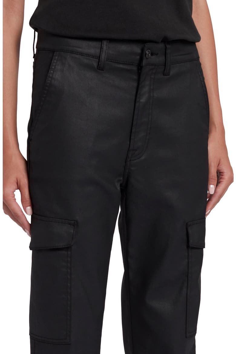 Logan Coated High Waist Ankle Straight Leg Cargo Pants, Alternate, color, COATED BLK