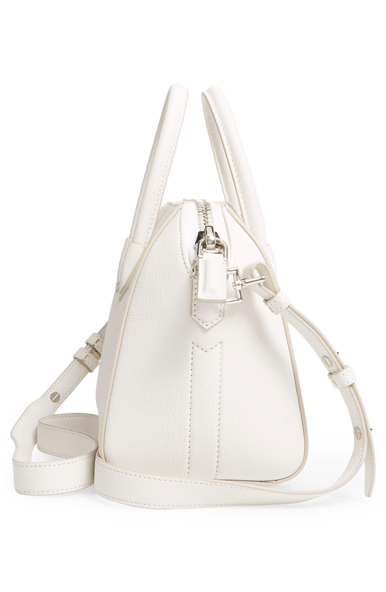 Mini Antigona Sugar Leather Satchel, Alternate, color, WHITE
