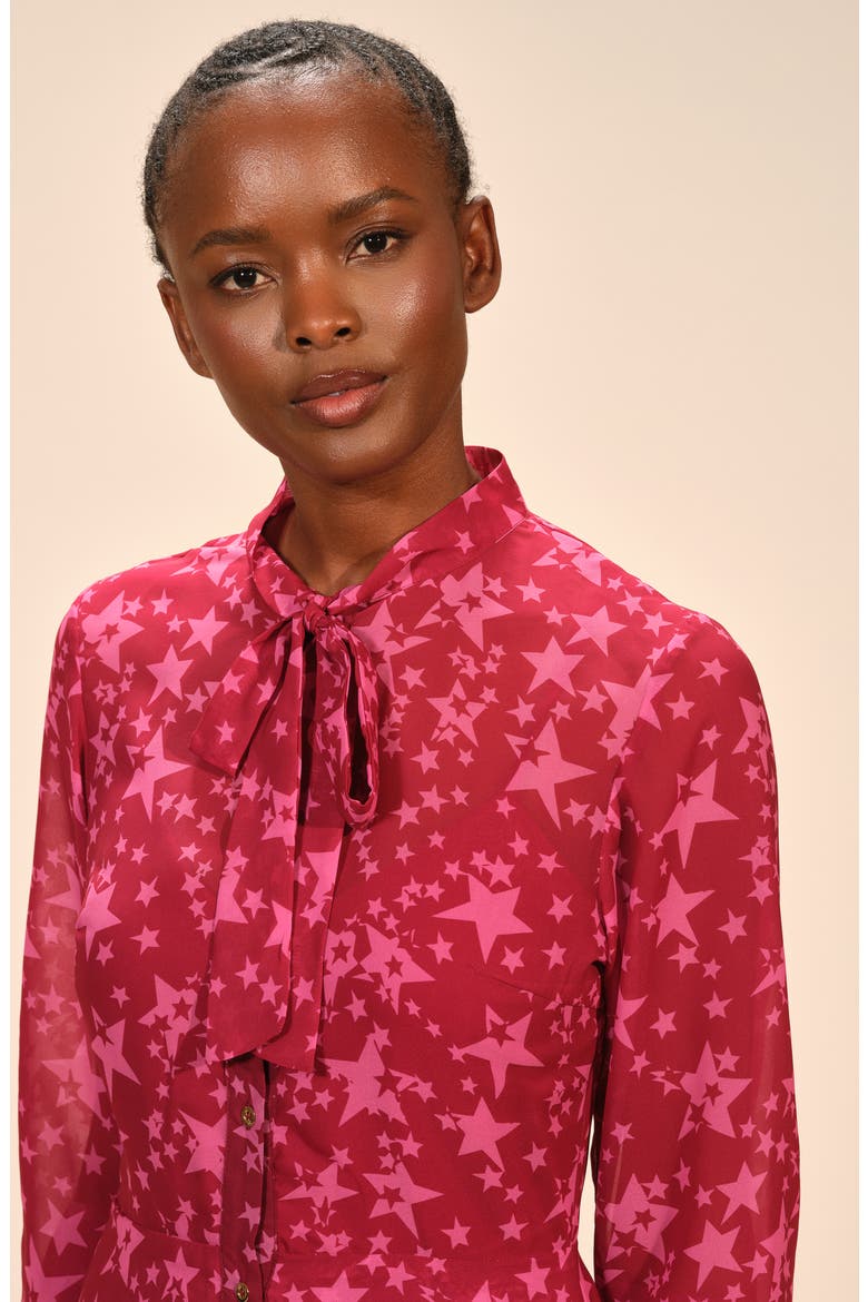 Star Print Long Sleeve Shirtdress, Alternate, color, STARLIT
