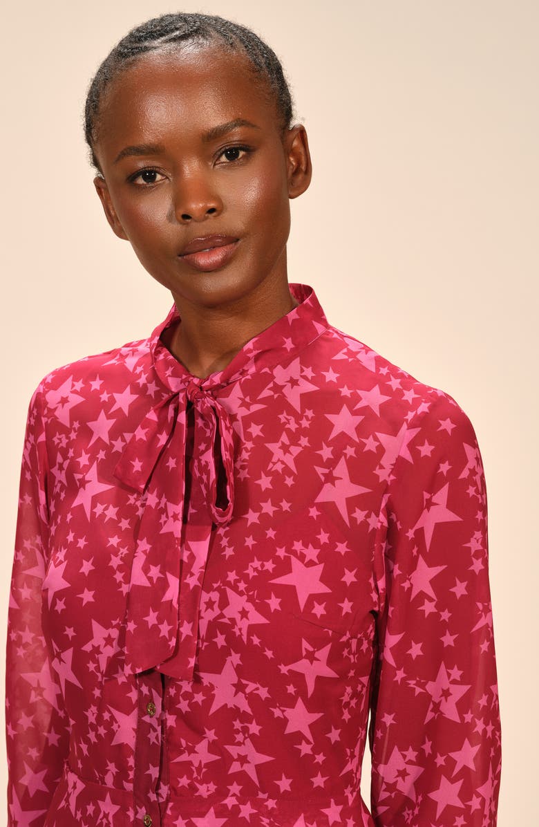 Isaac Mizrahi New York Star Print Long Sleeve Shirtdress, Alternate, color, Starlit