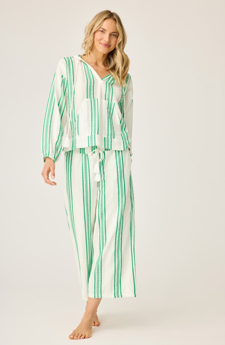 PJ Salvage The Beachcomber Stripe Crop Puckered Gauze Pajama Pants, Alternate, color,