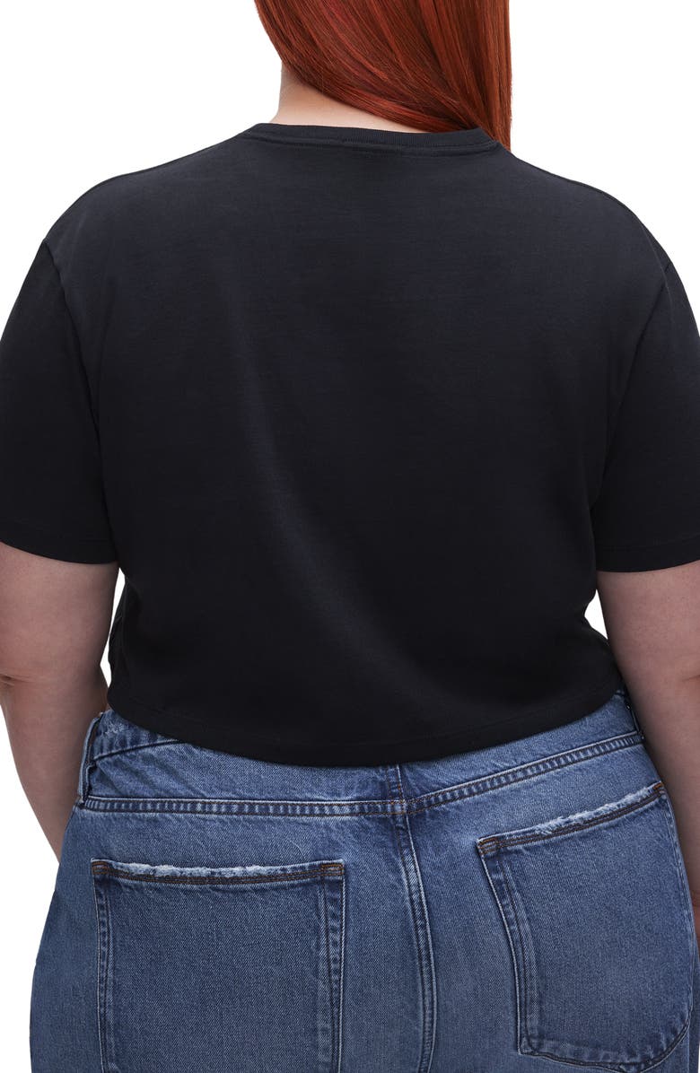 Good American Crop Cotton T-Shirt, Alternate, color, Black001