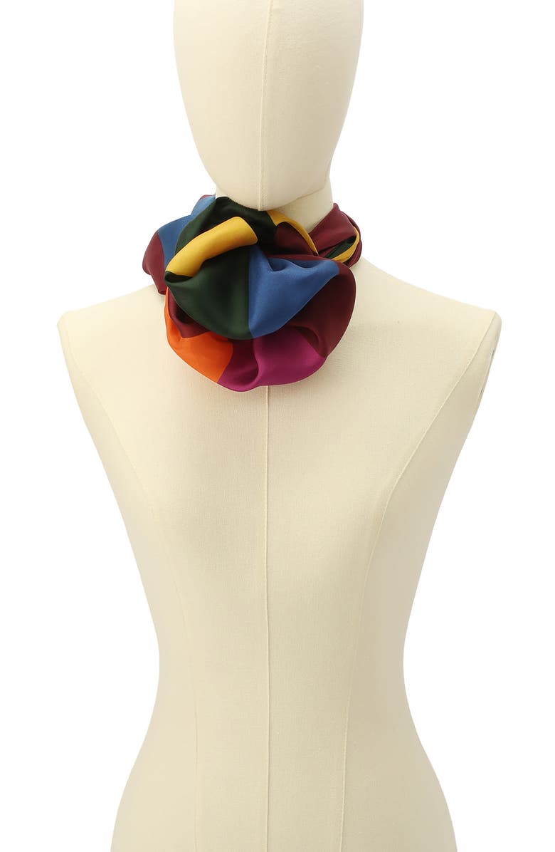 Kurt Geiger London Dark Rainbow Silk Square Scarf, Alternate, color, Dark Rainbow