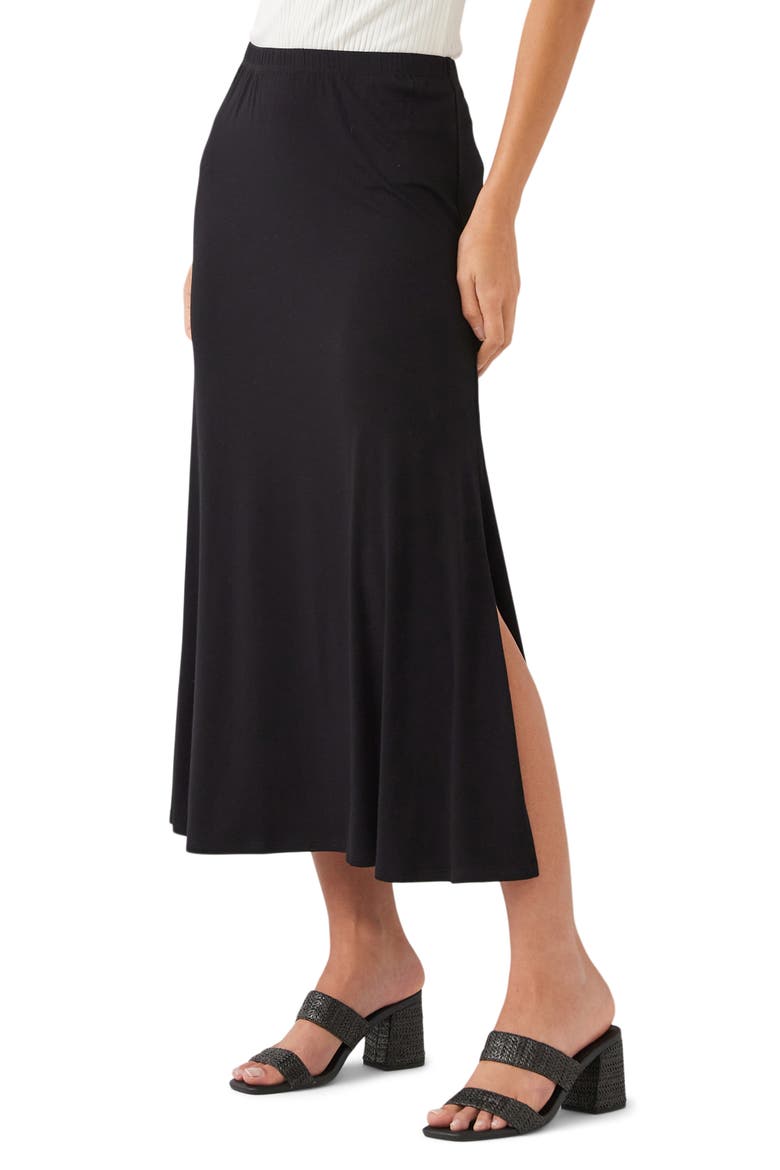 Side Slit Midi Skirt, Alternate, color, BLACK