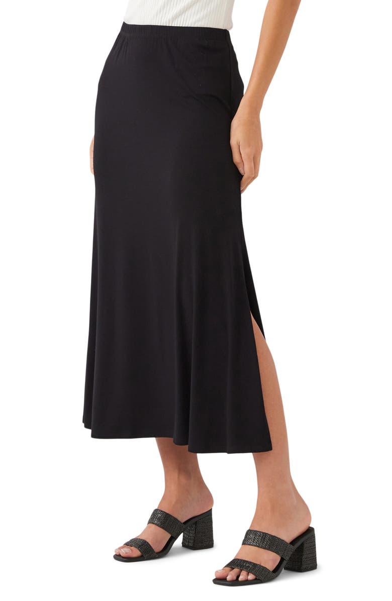 Karen Kane Side Slit Midi Skirt, Alternate, color, Black