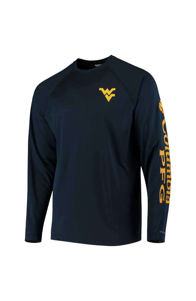 Columbia Men's Columbia Navy West Virginia Mountaineers Terminal Tackle Omni-Shade Raglan Long Sleeve T-Shirt, Alternate, color, Navy