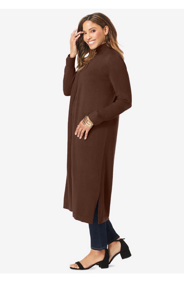 Jessica London Fine Gauge Duster Cardigan, Alternate, color, Black