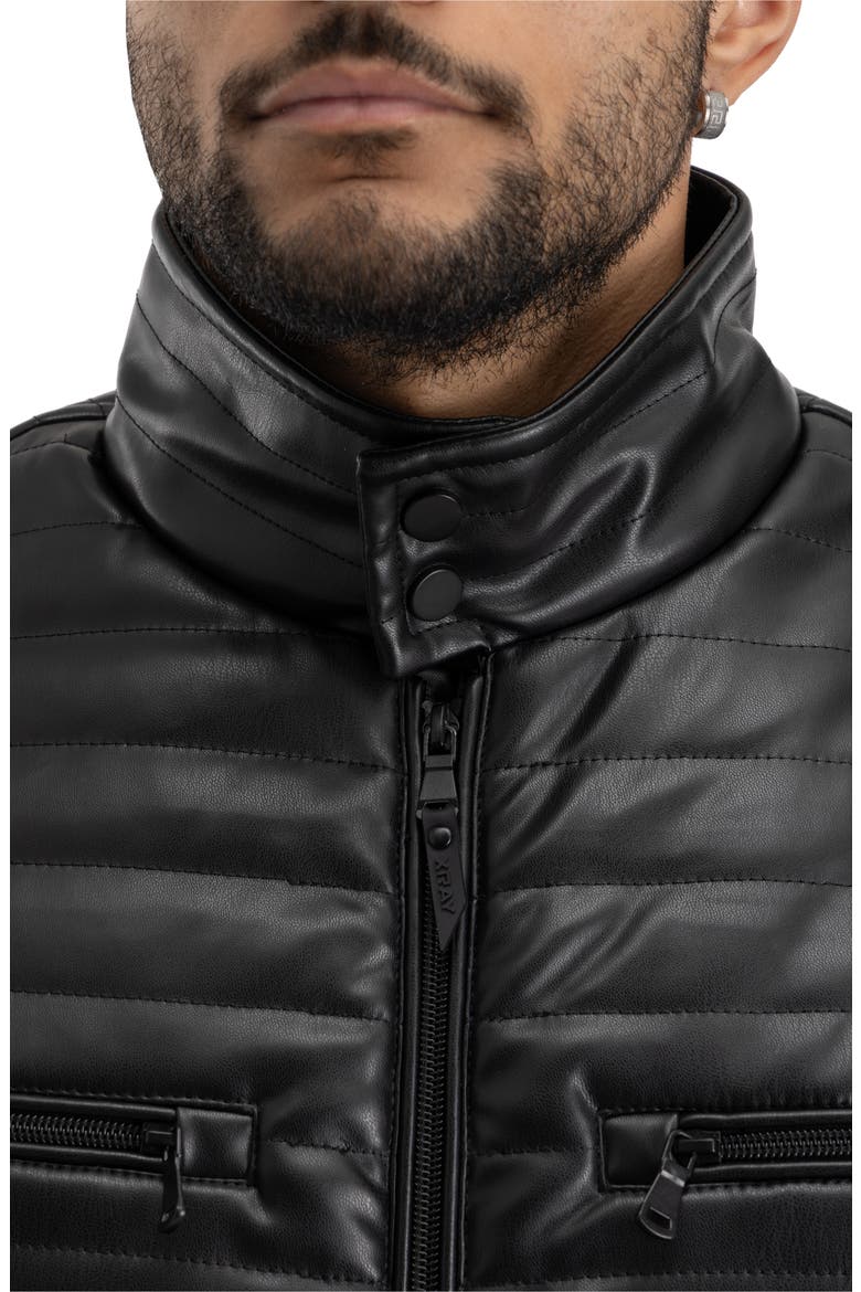 Quilted Faux Leather Jacket, Alternate, color, BLACK