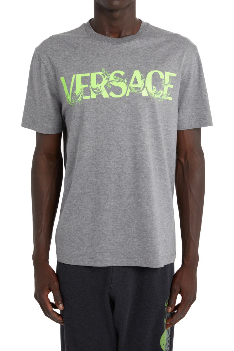 Barocco Logo Cotton Graphic Tee, Main, color, MEDIUM GREY MELANGE