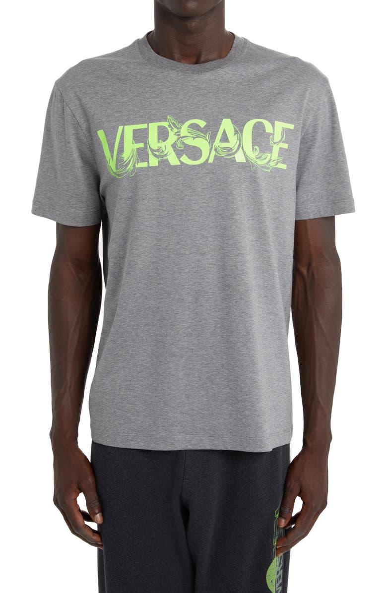 Versace Barocco Logo Cotton Graphic Tee, Main, color, 