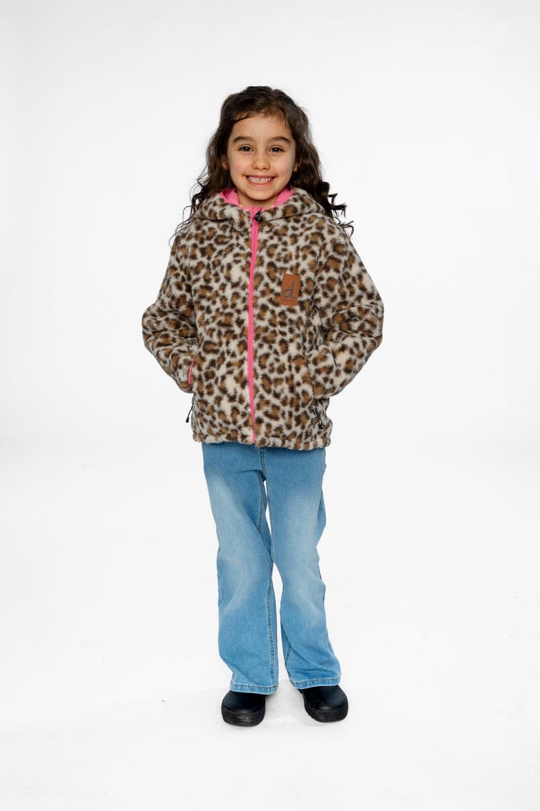 Reversible Mid-Season Fleece Hooded Jacket, Alternate, color, Pink and Leopard
