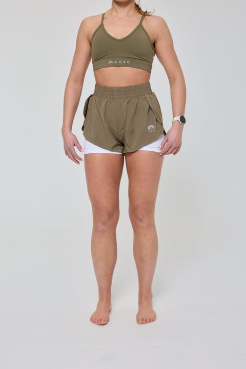 Elite 2 in 1 Running Shorts - Khaki