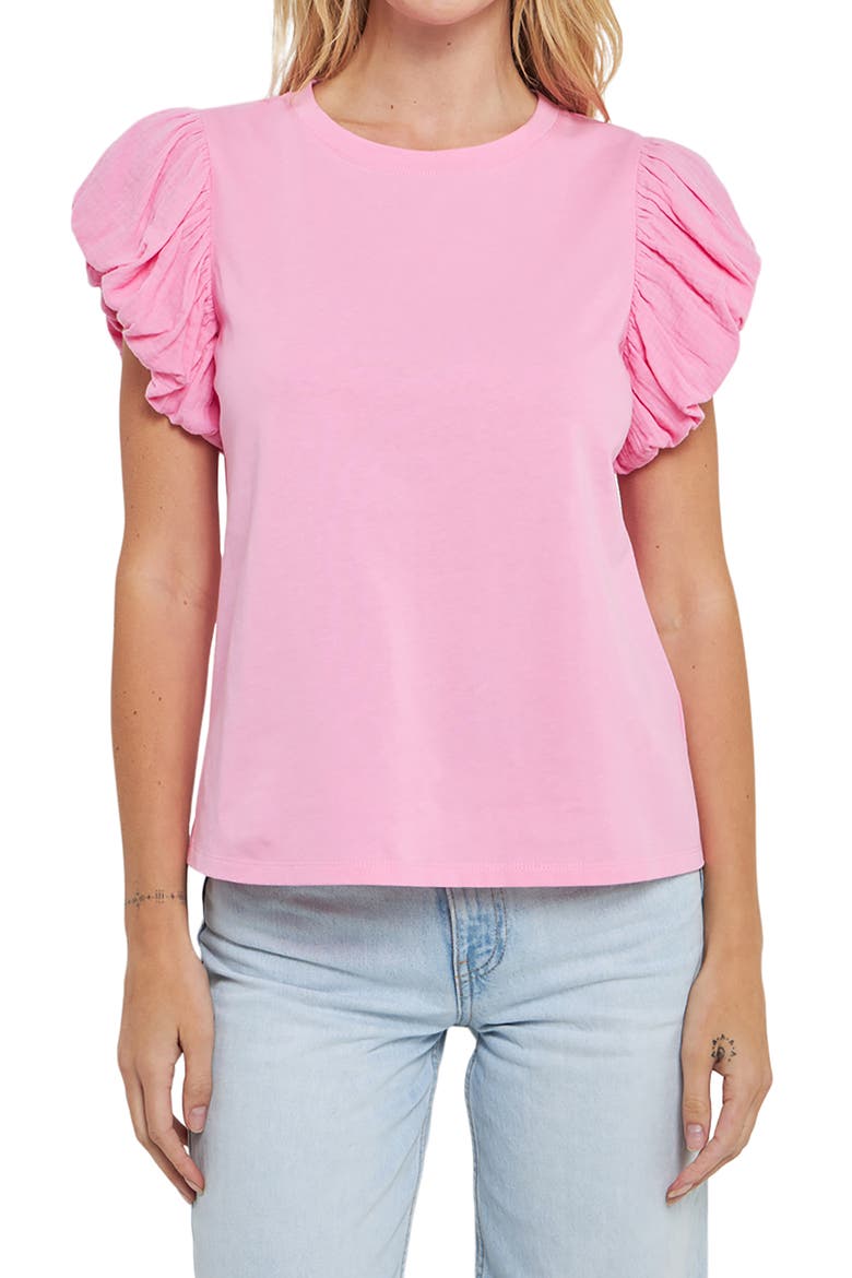 Puff Sleeve Shirt, Alternate, color, PINK