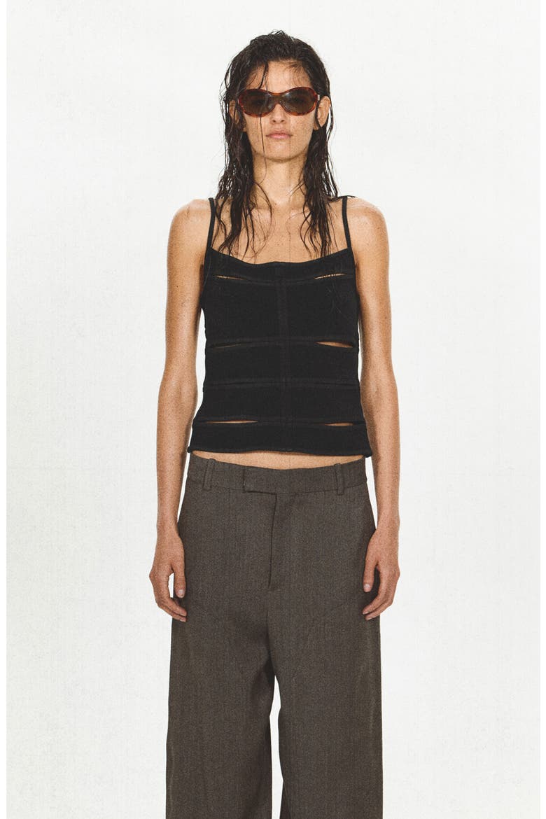 Cutout Tank Top, Alternate, color, BLACK