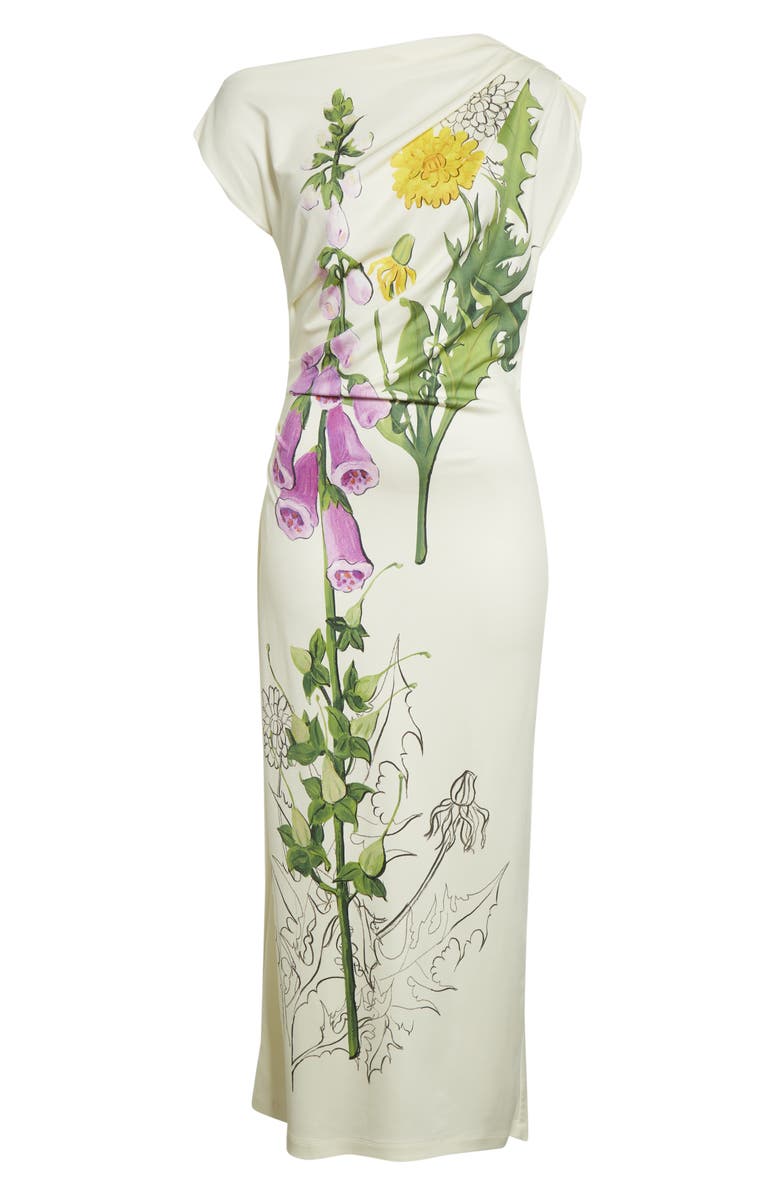 Oscar de la Renta Foxglove Sketch Off the Shoulder Jersey Dress, Alternate, color, Butter Multi