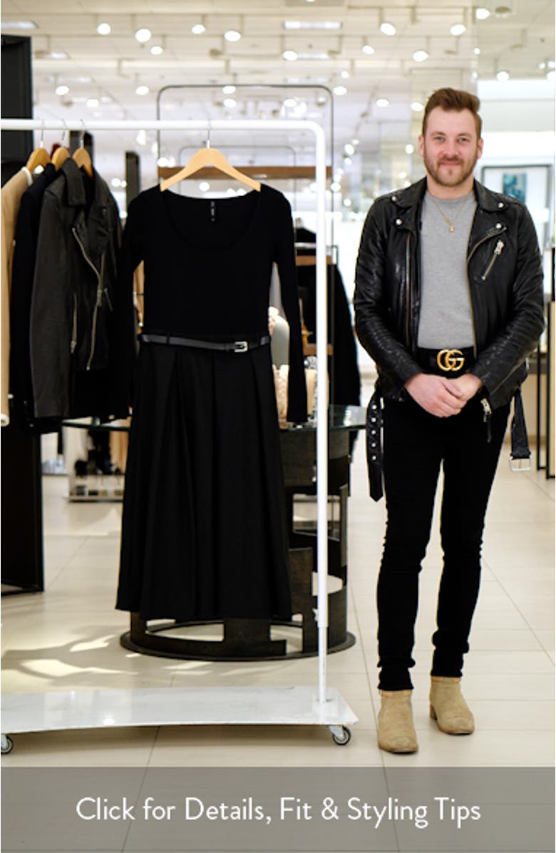 Diana Long Sleeve Belted Mixed Media Dress, sales video thumbnail