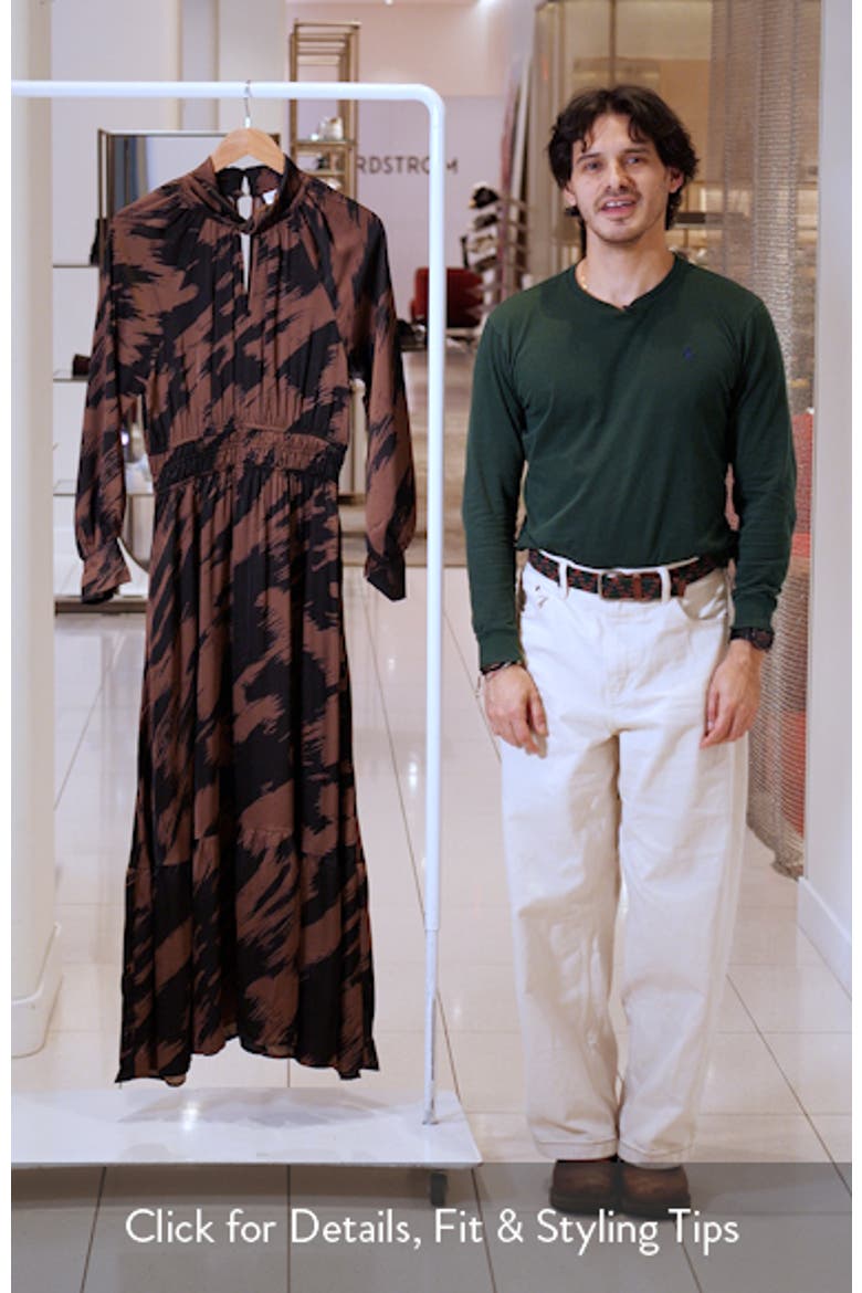 Brushstroke Print Long Sleeve Maxi Dress video