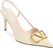 Valentino Garavani VLOGO Signature Croc Embossed Slingback Pump