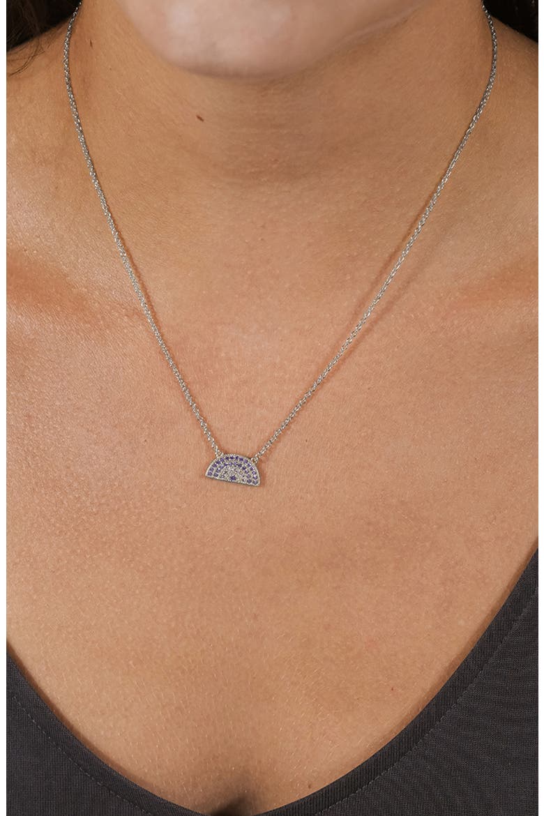 Shades of Rainbow Cubic Zirconia Pendant Necklace, Alternate, color, SILVER/ BLUE