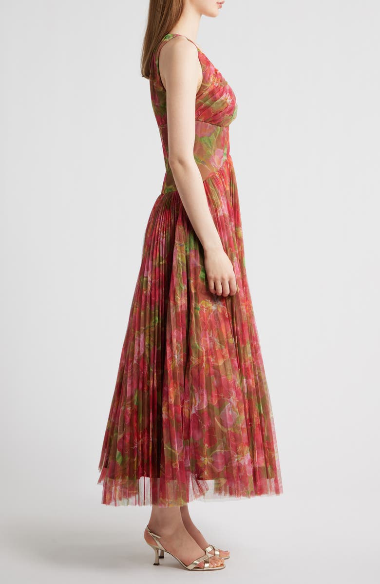 Hutch Eliana Floral Pleated Gown, Alternate, color, Pink/ Olive Multi Watercolor