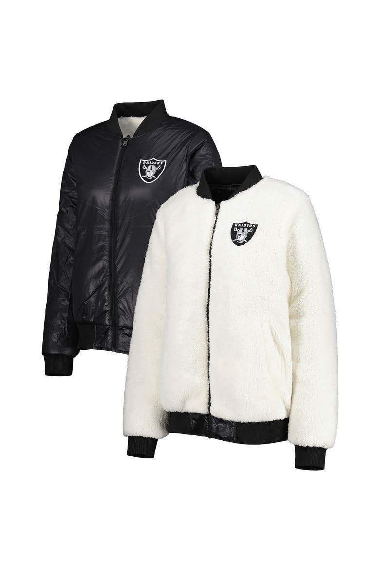 Women's G-III 4Her by Carl Banks Oatmeal/Black Las Vegas Raiders Switchback Reversible Full-Zip Jacket, Main, color, Oatmeal