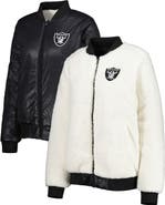 G-III 4HER BY CARL BANKS Women's G-III 4Her by Carl Banks Oatmeal/Black Las Vegas Raiders Switchback Reversible Full-Zip Jacket