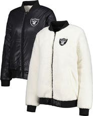 G-III 4HER BY CARL BANKS Women's G-III 4Her by Carl Banks Oatmeal/Black Las Vegas Raiders Switchback Reversible Full-Zip Jacket