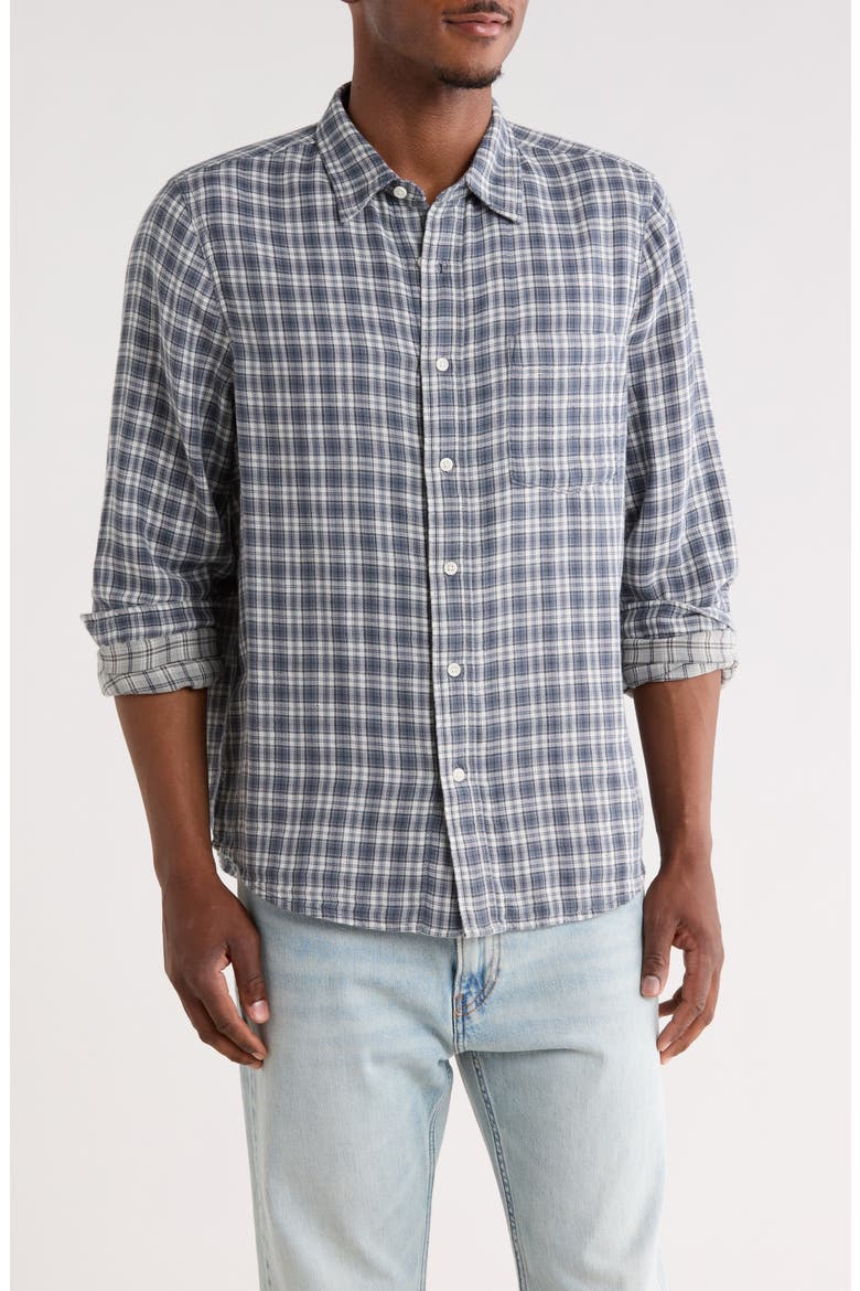 Duofold Flannel Button-Up Shirt, Main, color, NAVY STEPHEN PLAID
