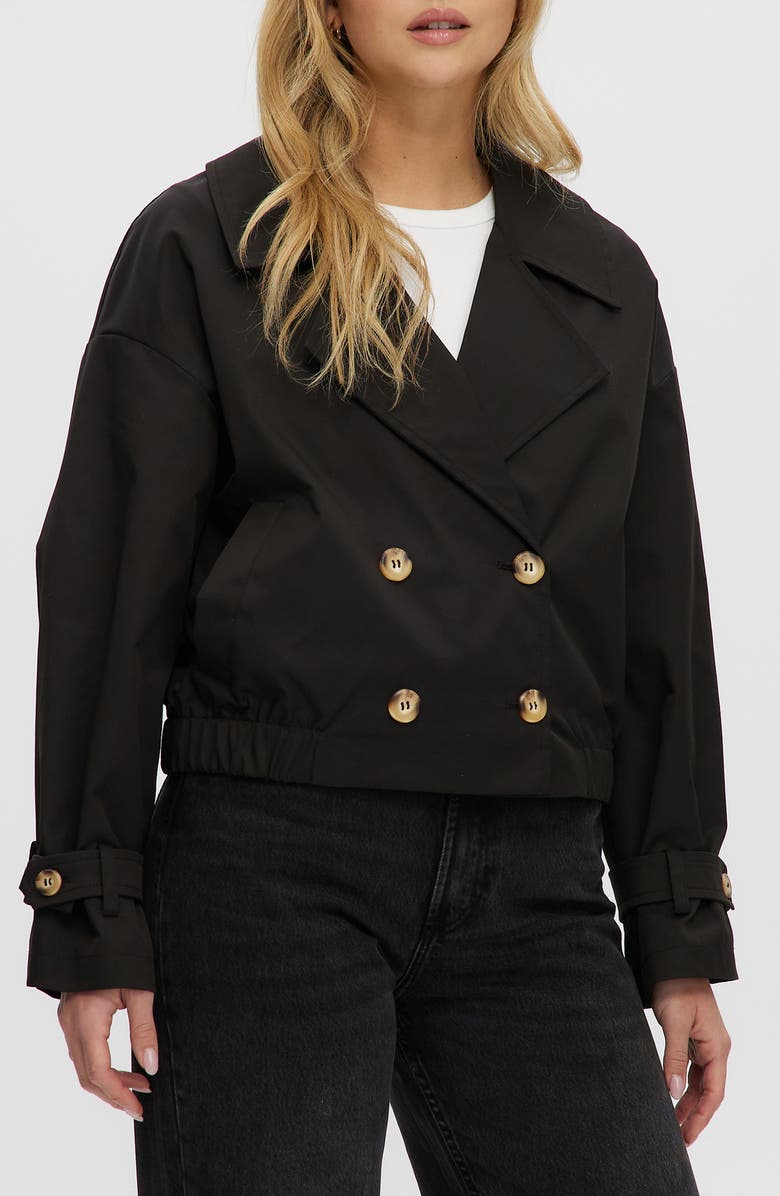 Noize Short Trench Coat, Main, color, Black