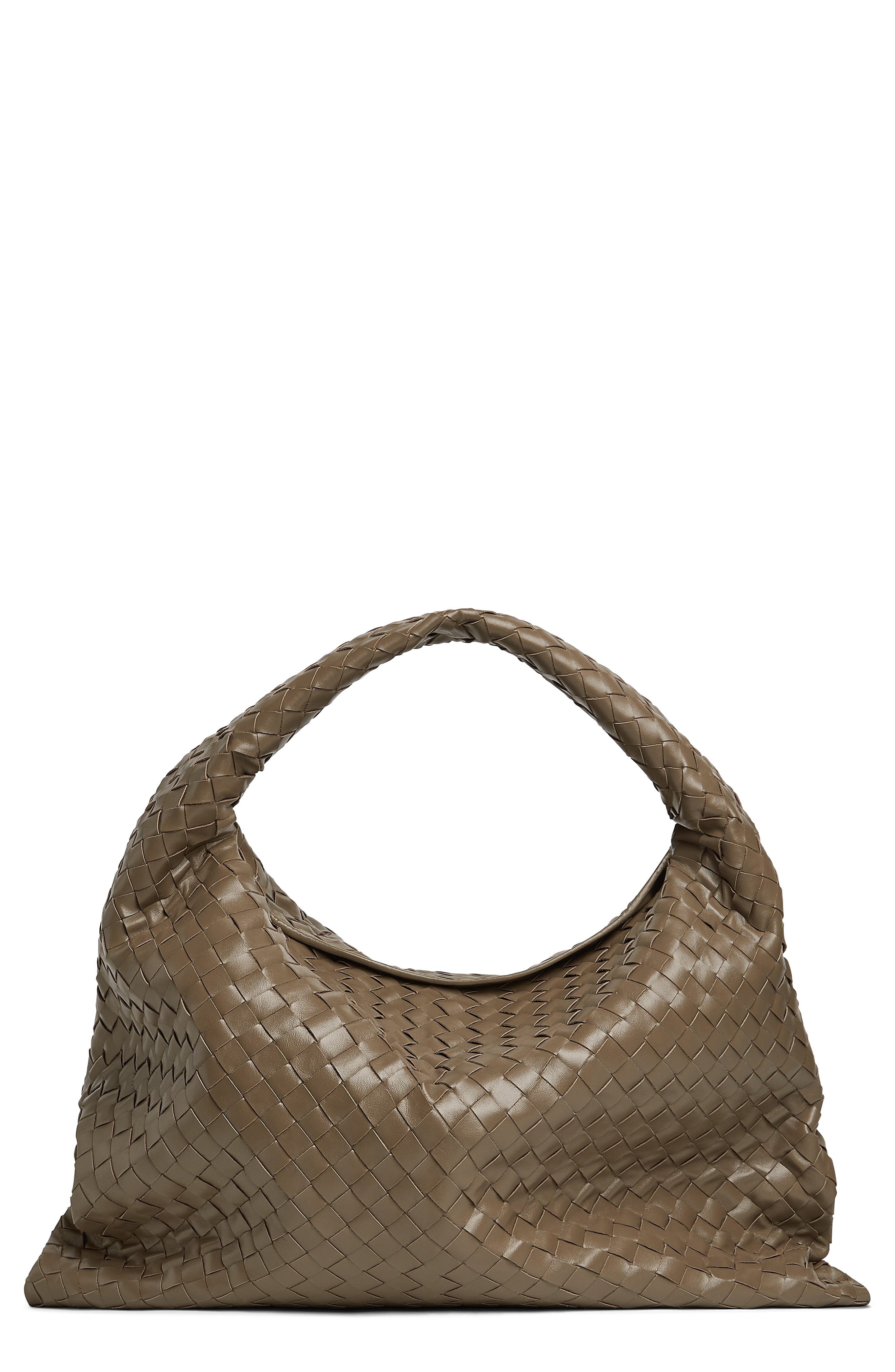 Bottega Veneta Large Hop Intrecciato Leather Hobo Bag, Main, color, 2360 Pinecone-M Brass