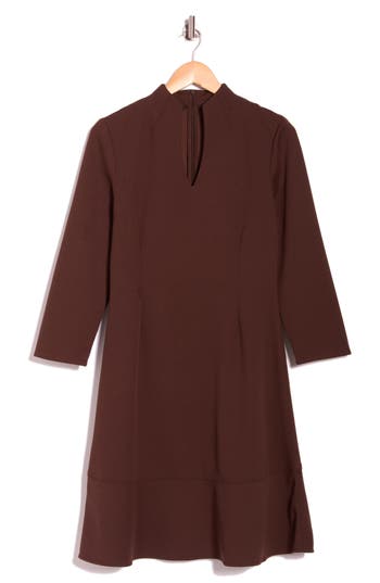 Ming Wang Deco Crepe Cocktail Dress In Brown