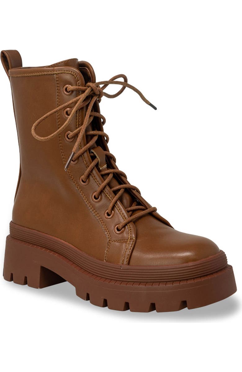 CHASE AND CHLOE Virgo Lugged Combat Boot, Main, color, Cognac