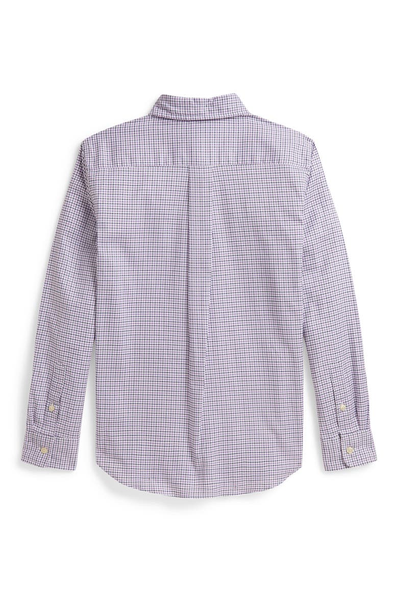 Kids' Performance Plaid Long Sleeve Button-Down Shirt, Alternate, color, WHITE PURPLE MULTI