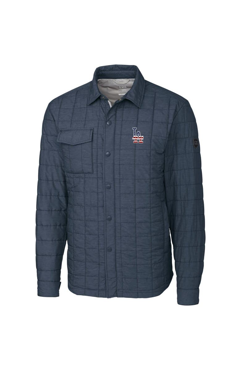 Cutter & Buck Men's Cutter & Buck Gray Los Angeles Dodgers Americana Rainier Full-Snap Shirt Jacket, Alternate, color, Gray
