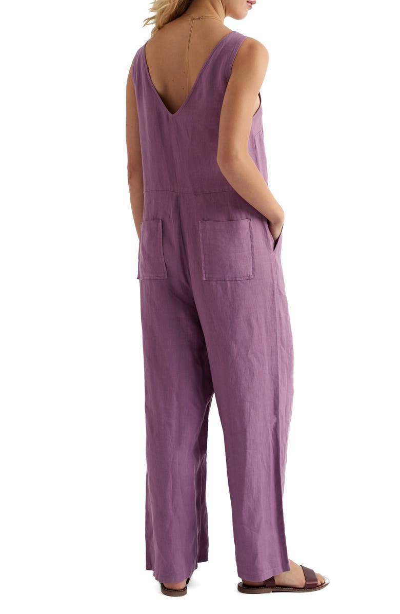 Seasalt Cornwall Salt Air Wide Leg Linen Jumpsuit, Alternate, color, Verbena