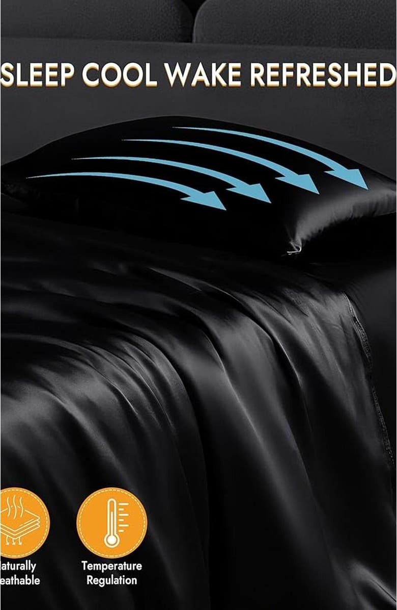 SILKSILKY 22Momme 100% Mulberry Silk Envelope Pillowcase, Alternate, color, Black