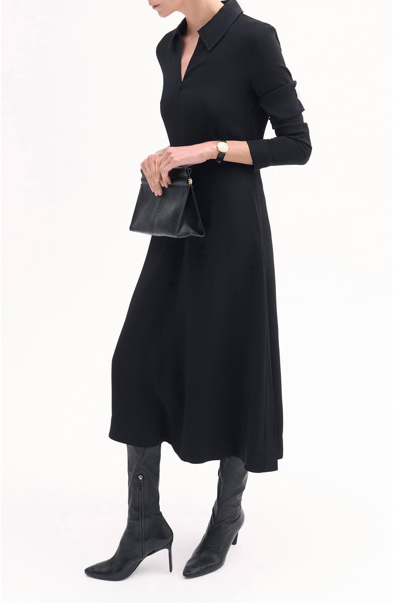 CO Long Sleeve Shirt Dress in Crepe, Alternate, color, 